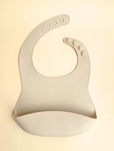 Silicone Bib with Crumb Catcher - Beige