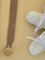 Handmade Pacifier Clip - Beige