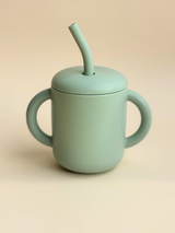 Silikonkopp med sugerør - Mint