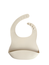 Silicone Bib with Crumb Catcher - Beige